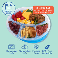 Bentgo Easyboxes 4-Compartment Oval Containers 8-Piece Set